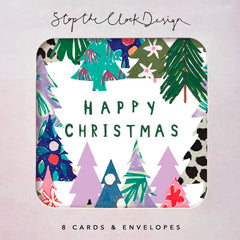 Happy Christmas Trees Card Pack