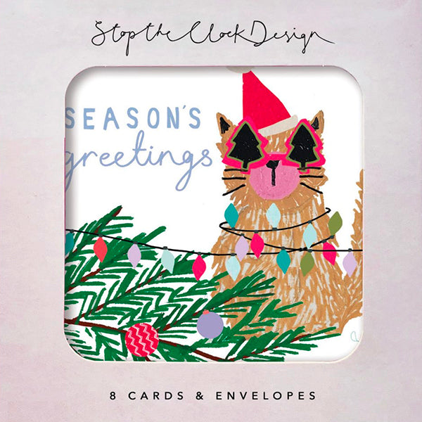 Christmas Cat with Tree Card Pack