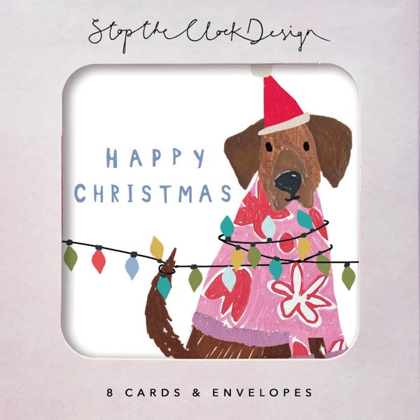 Christmas Dog with Lights Card Pack