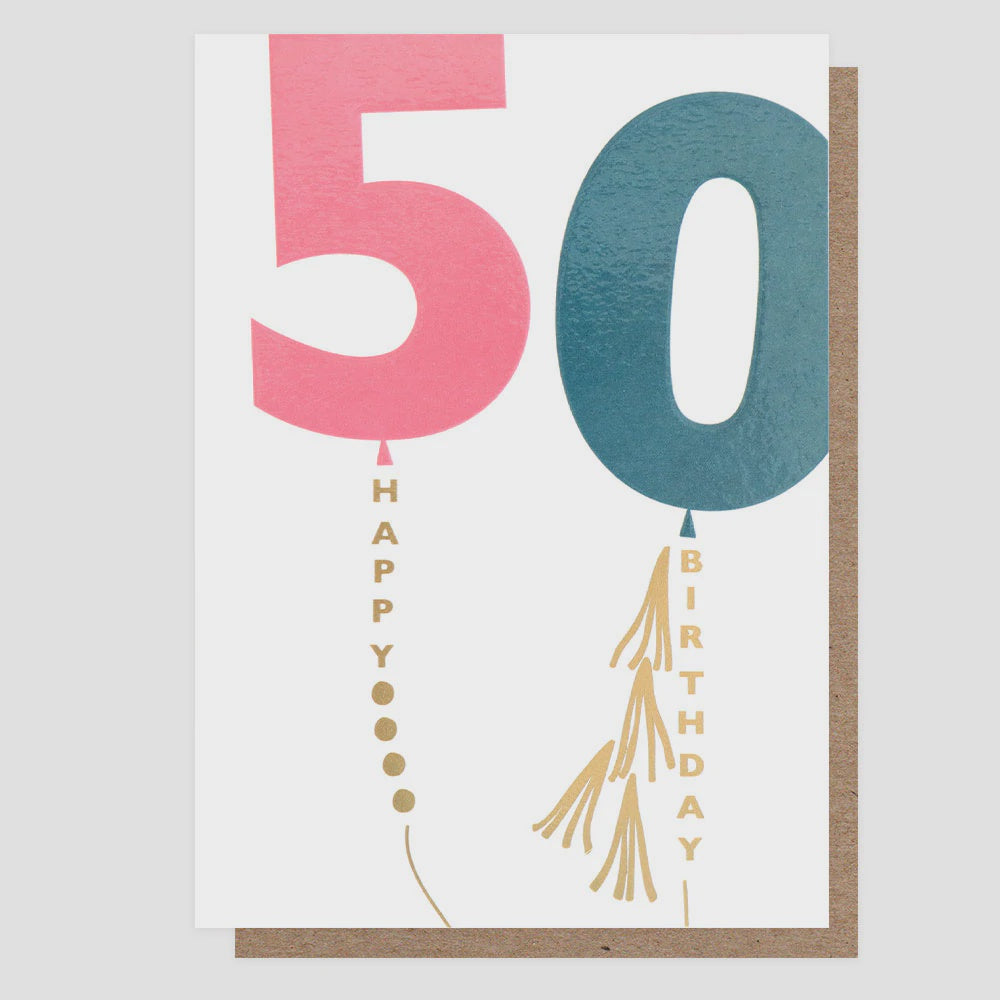 Happy Birthday 50th Balloon Card