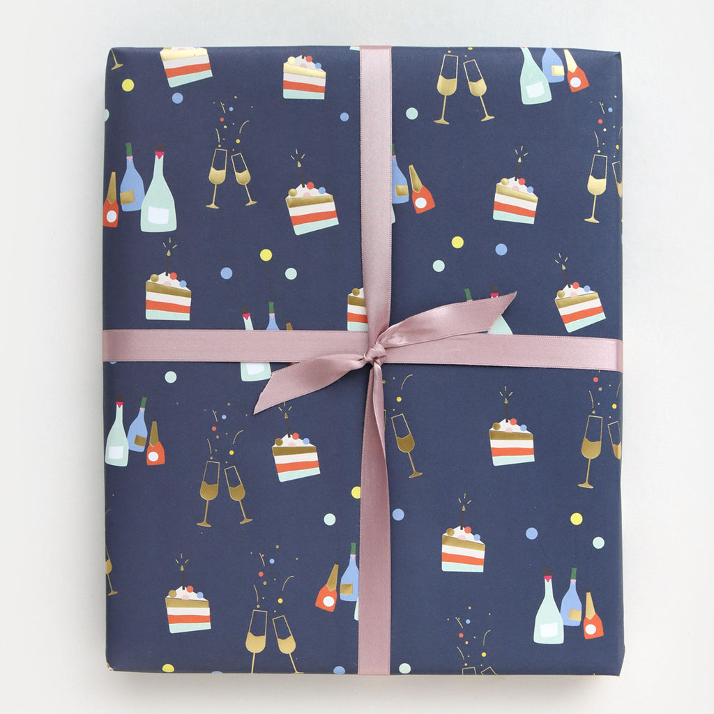 Champagne and Cake Navy Sheet Wrap