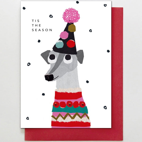 Dog in Christmas Outfit Card