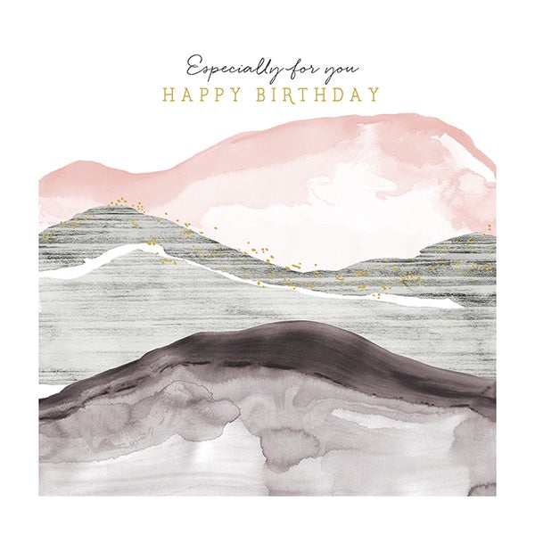 Pink Mountains Birthday Card