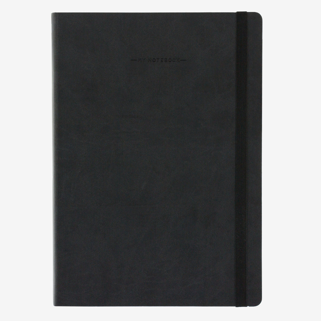 Large Plain Black Notebook