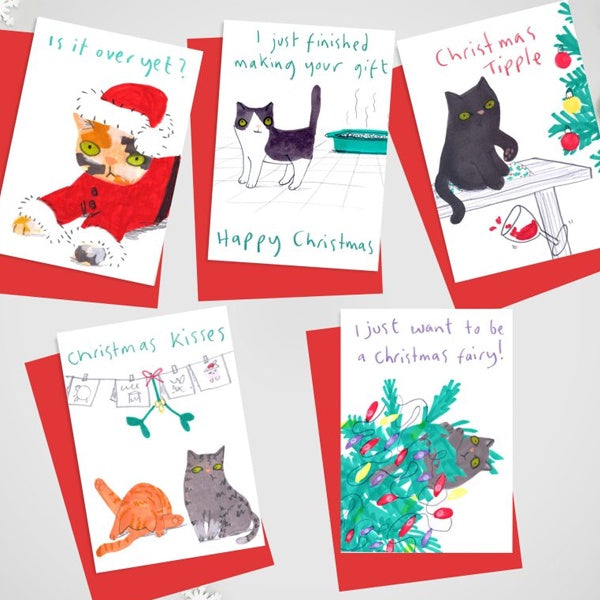 Catty Christmas 10 Assorted Christmas Cards