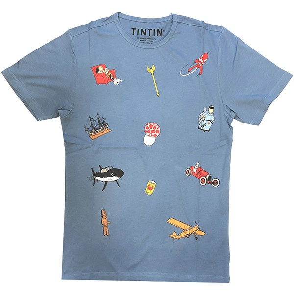 Tintin Icons Kids T-Shirt Blue