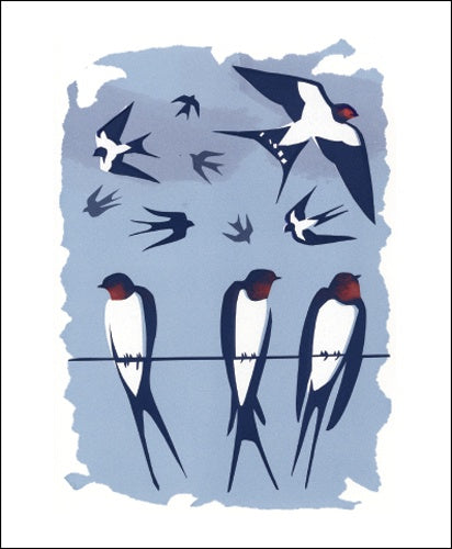 Swallows Screenprint By Carry Akroyd Card