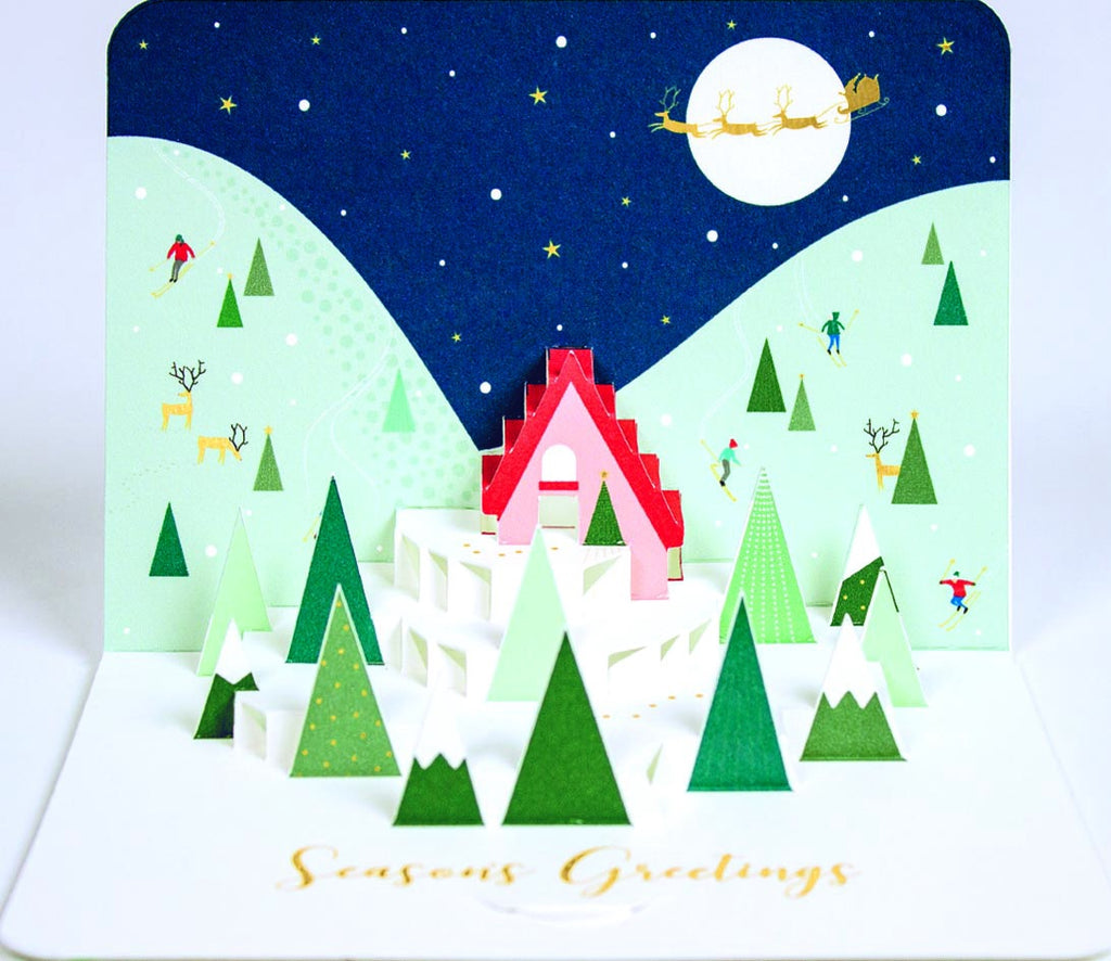 Season's Greetings Snowy Hills Christmas Pop-Up Card