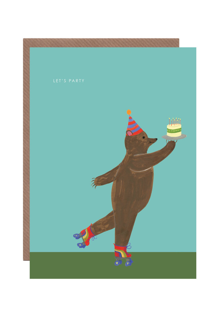 Let’s Party Skating Bear Card