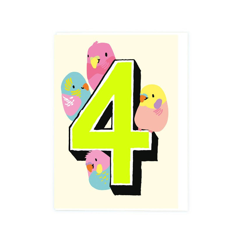 Age 4 Budgies Card