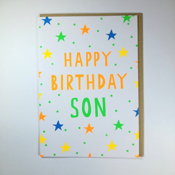 Happy Birthday Son Stars and Dots Card