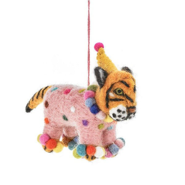 Handmade Felt Fiesta Tiger Decoration