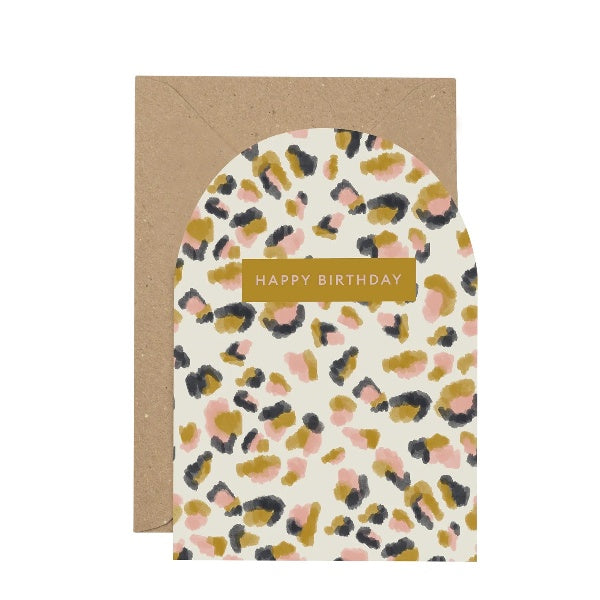 Happy Birthday Leopard Print Curved Card