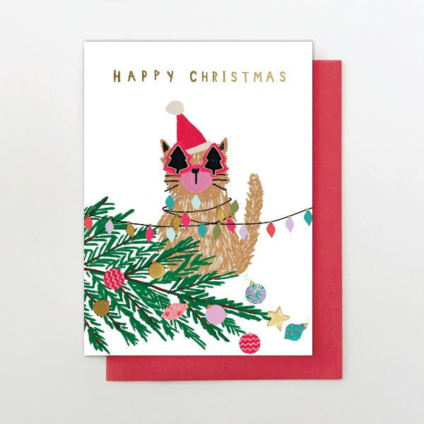 Cat in Christmas Lights Card