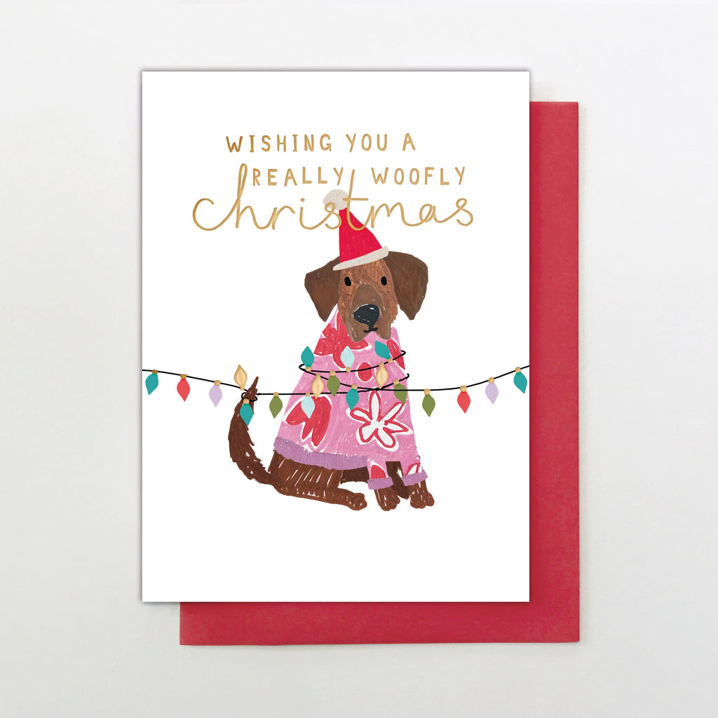 Dog in Christmas Lights Card