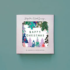 Happy Christmas Trees Card Pack