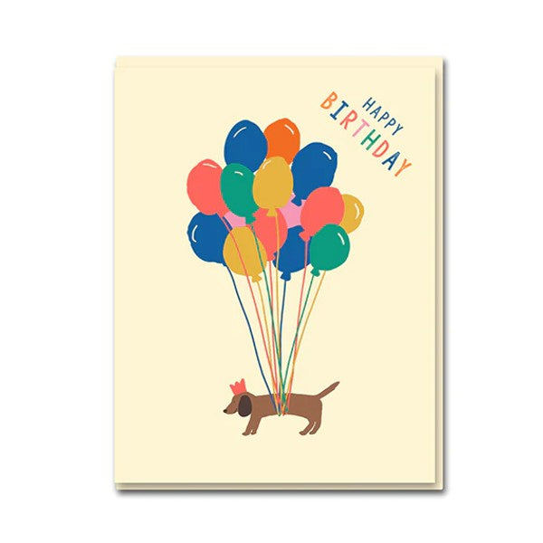 Sausage Dog Balloons Birthday Card