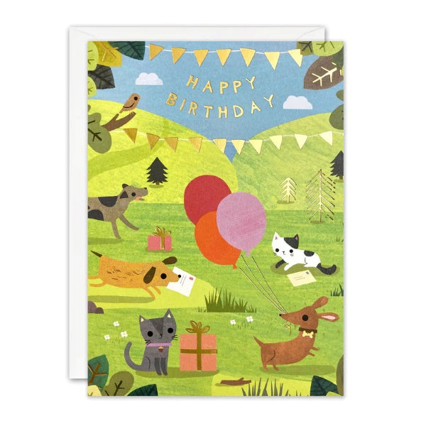 Dogs and Cats Birthday Card