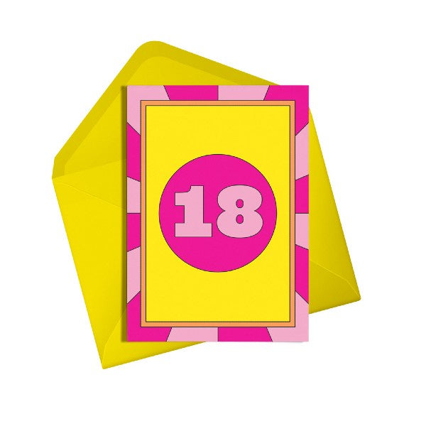 Neon 18th Birthday Card