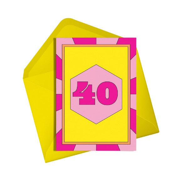 Neon 40th Birthday Card