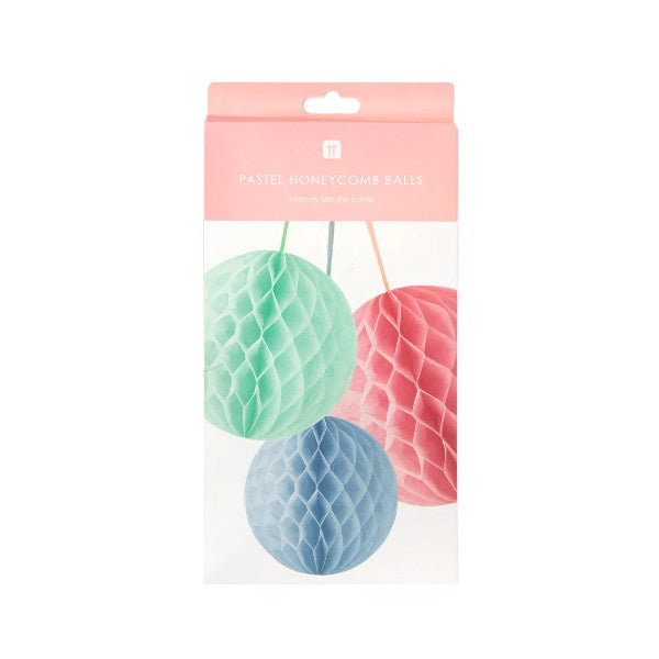 Pastel Paper Honeycomb Decorations Set of 3