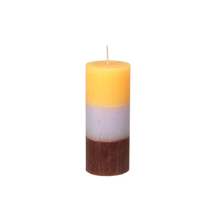 Multi-colour Pillar Candle Peach Lavender