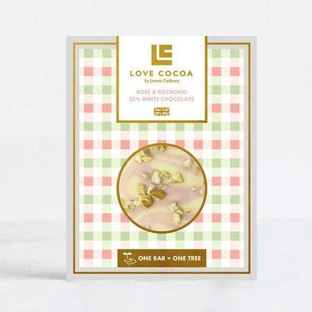 Rose and Pistachio 35% White Chocolate Bar