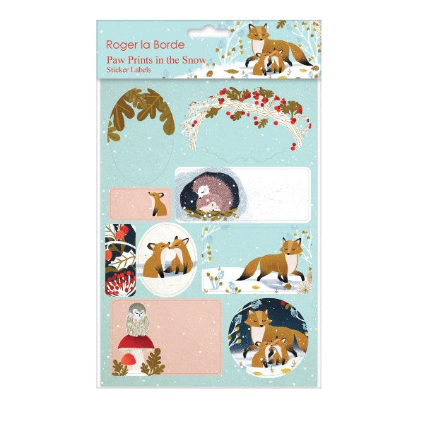 Paw Prints In The Snow Label Stickers