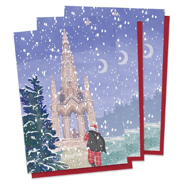 Tartan Santa Scott Monument Christmas Card Pack