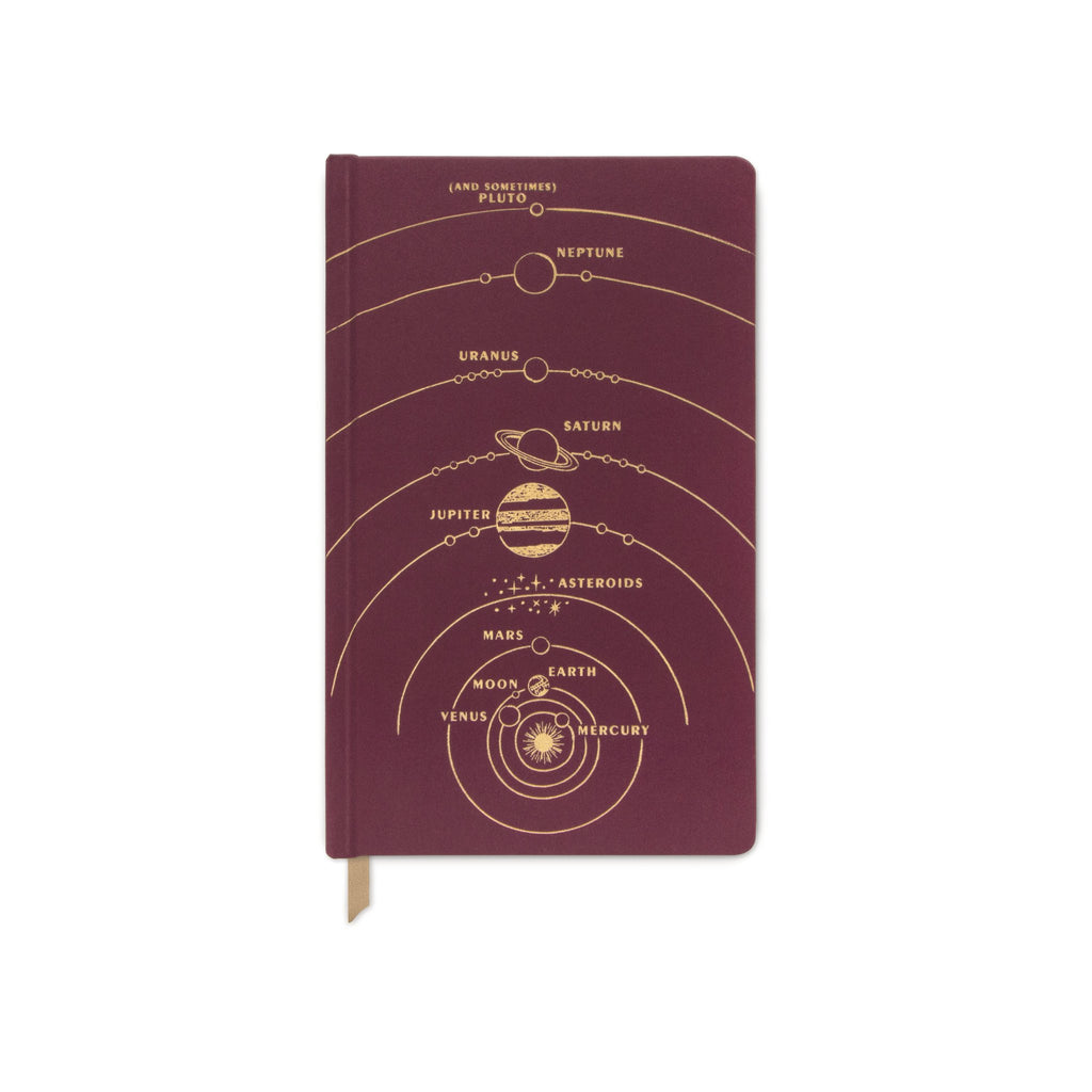 Solar System Burgundy Cloth Ruled Notebook