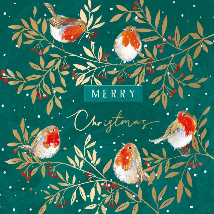 Christmas Robins Wreath Box of Cards