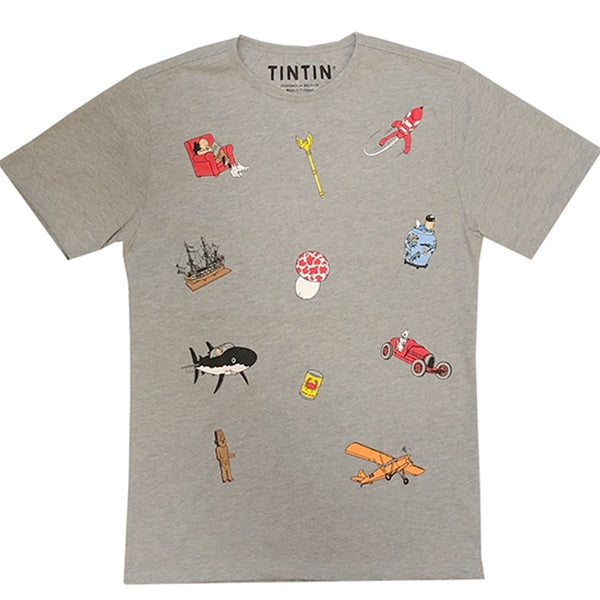 Tintin Icons Kids T-Shirt Grey