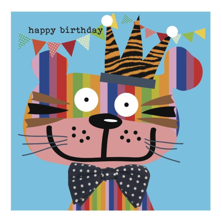 Colourful Cat Happy Birthday Card