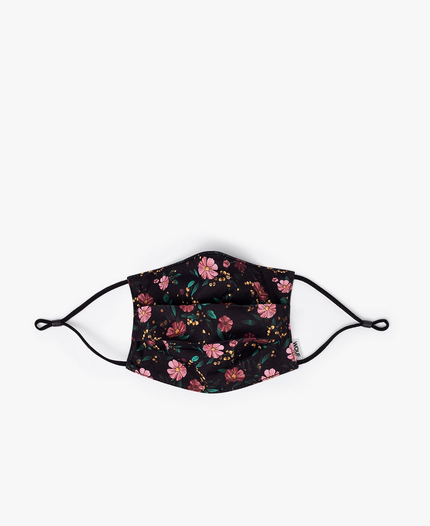 Black And Pink Flowers Wouf Face Mask With Filters