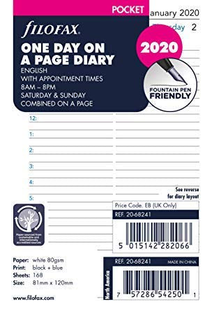 Filofax 2020 One Day On A Page Pocket Refill