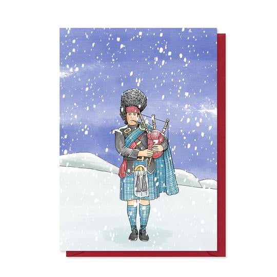 Tartan Piper Christmas Card