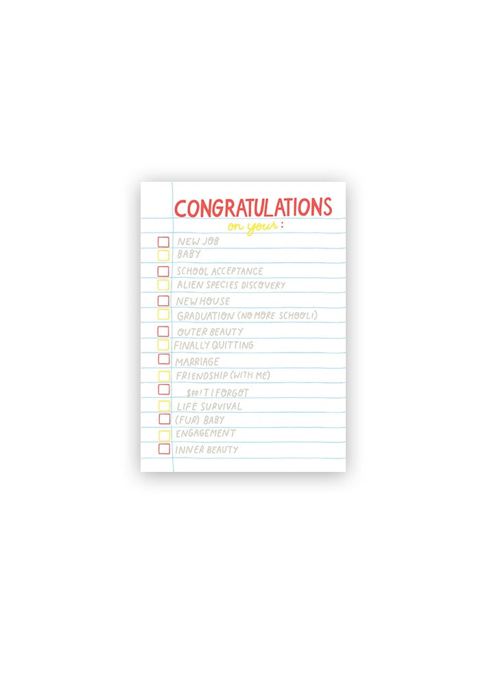 Congratulations List Card