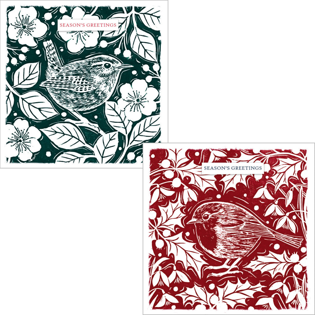 Holly & Bird Twin Pack of Christmas Cards