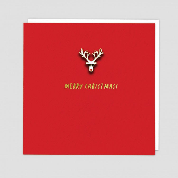 Merry Christmas! Reindeer Enamel Pin Badge Card