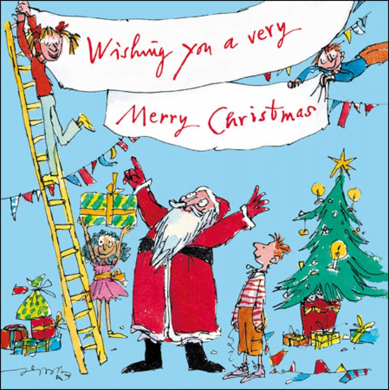 Quentin Blake Very Merry Santa Christmas Card