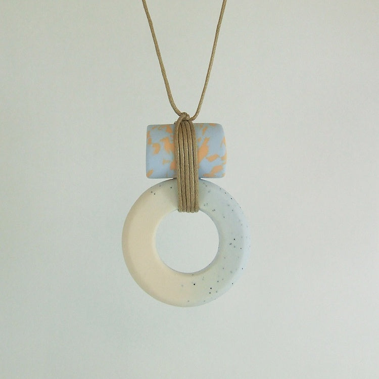 Blue and Peach Circle Necklace