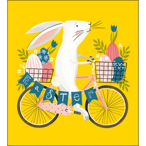 Rabbit in Bike Easter Card