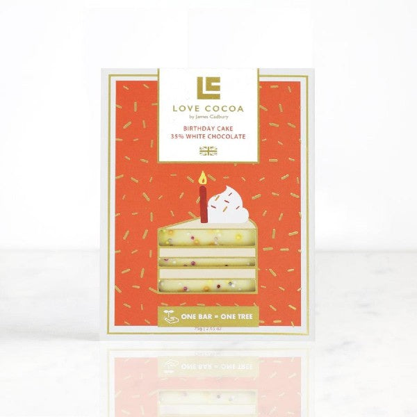 Love Cocoa Birthday Cake 35% White Chocolate Bar