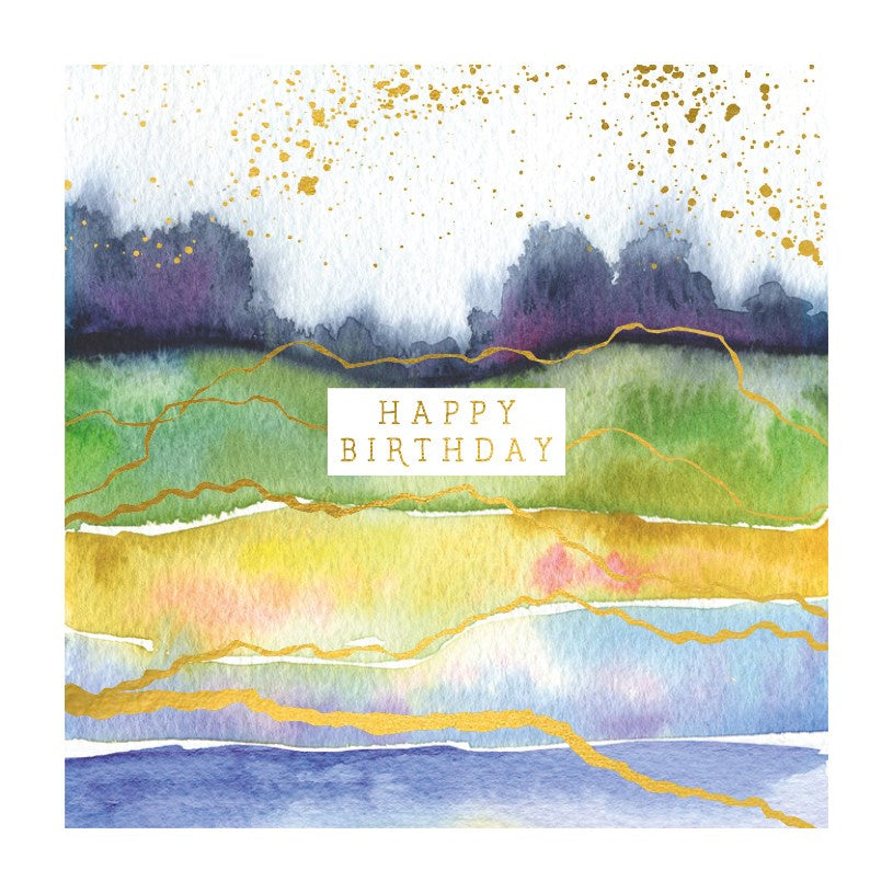 Watercolour Happy Birthday Card