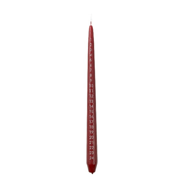 Taper Advent Candle Red With Silver