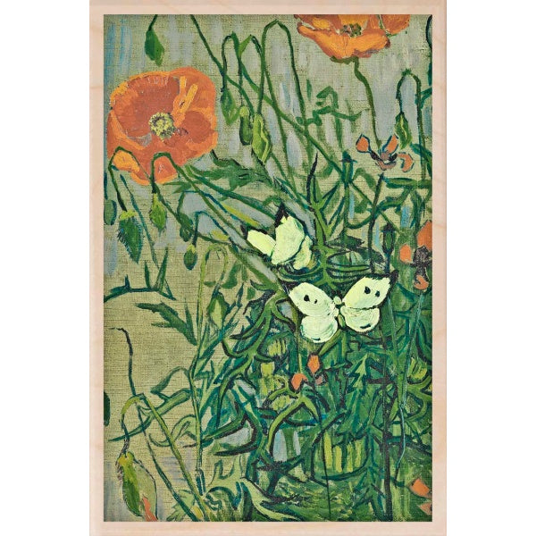 Van Gogh Butterflies and Poppies Wooden Postcard