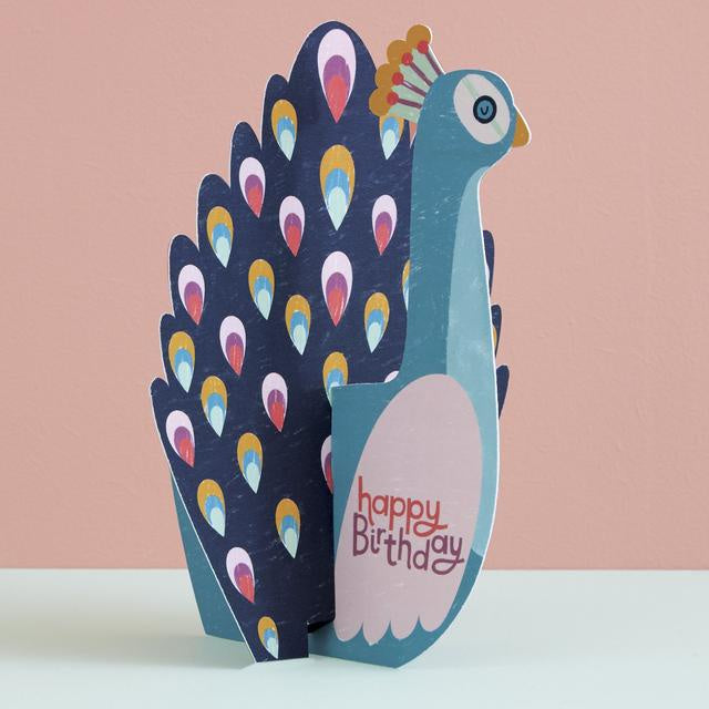 Peacock Fold-Out Birthday Card