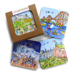 Gingerpaws Pack of Four Edinburgh Coasters