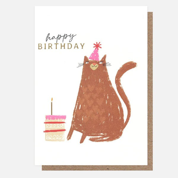 Happy Birthday Cat with Cake Card