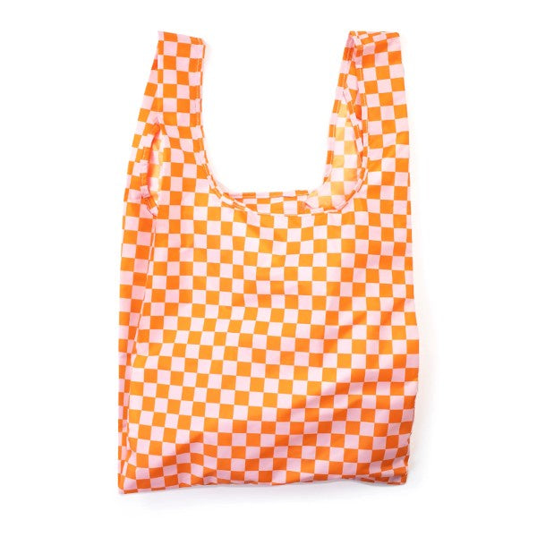 Checkerboard Pink & Orange Medium Reusable Bag